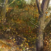 2471 Woodland Slope, oil and graphite sketch on prepared paper