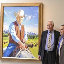 141202 Ted Turner and Jon Friedman with the portrait