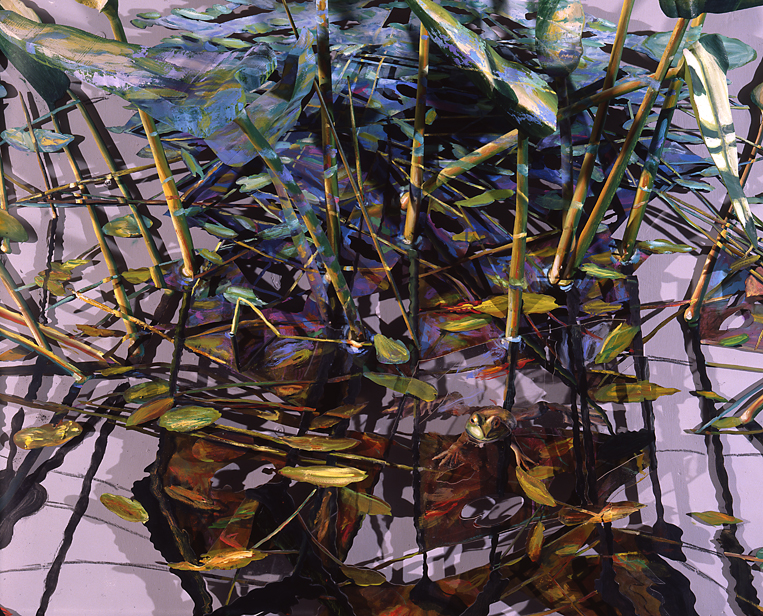 Massed Pickerelweeds and Frog, detail