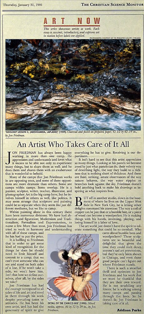 Christian Science Monitor, Art Now Review, January 31 1991