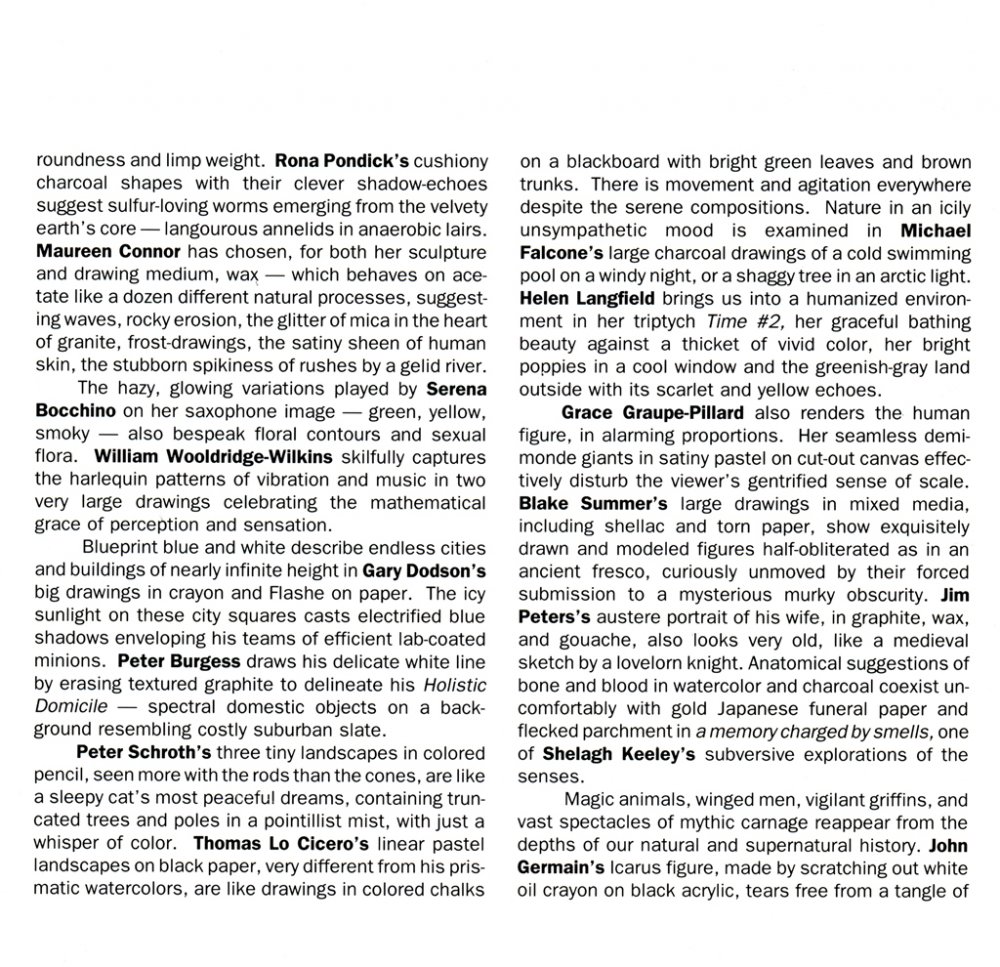 New Artists-New Drawings, March 1988,  catalogue essay page 2