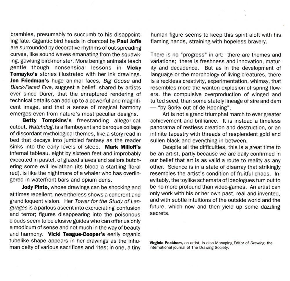 New Artists-New Drawings, March 1988,  catalogue essay page 3